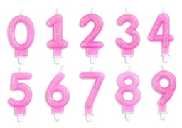 Cijferkaars glitter roze 0 - 9