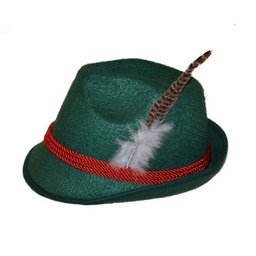 [1179187] Tiroler hoed groen rood koord