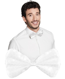 [53123] Vlinderstrik glitter wit