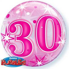 [43124] Bubble ballon 30 jaar Sparkle roze