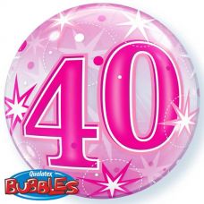[43125] Bubble ballon 40 jaar Sparkle roze