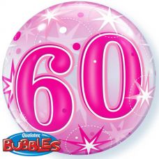 [43127] Bubble ballon 60 jaar Sparkle roze