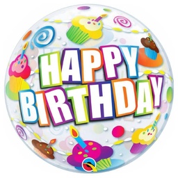 [30799] Bubble ballon Happy Birthday Cupcak