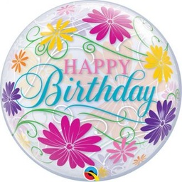 [49087] Bubble ballon Happy Birthday Flower