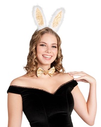[01307] Bunny oren en strikje fluffy goud